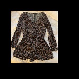 Black floral romper